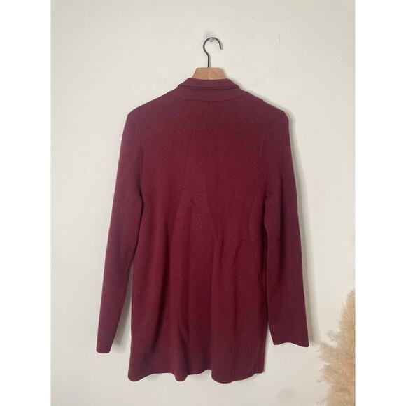 Ella Rafaelle Burgundy Knit Blazer Shacket Small Shacket Sweater Jacket - Picture 10 of 10
